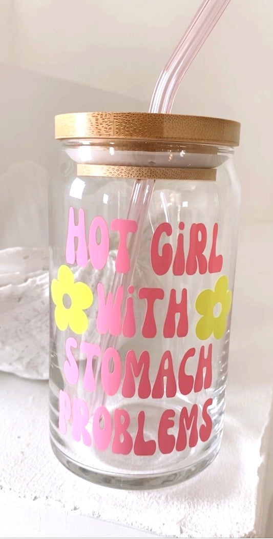 Hot Girl With Stomach Problems Glass cup